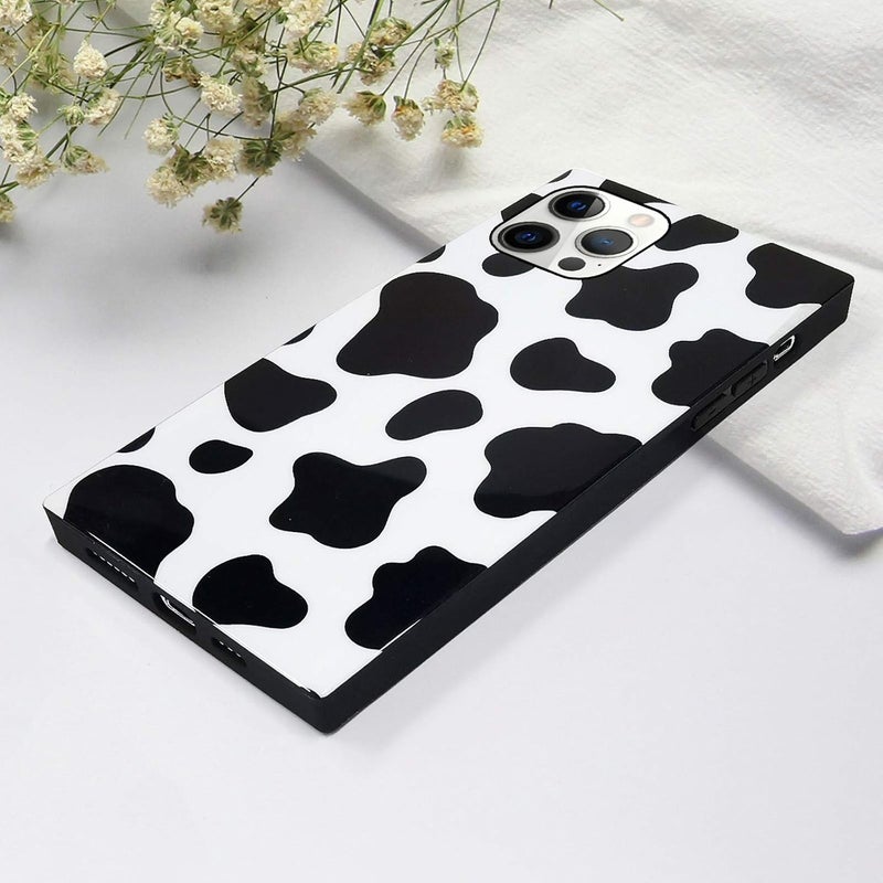 guppy Compatible with iPhone 15 Pro Max Cow Print Cute Pattern Design Hard PC Scratch-Proof Soft TPU Bumper Shock Absorption Anti-Drop Protective Black Slim Phone Cover for Men Women Girls - Image 3
