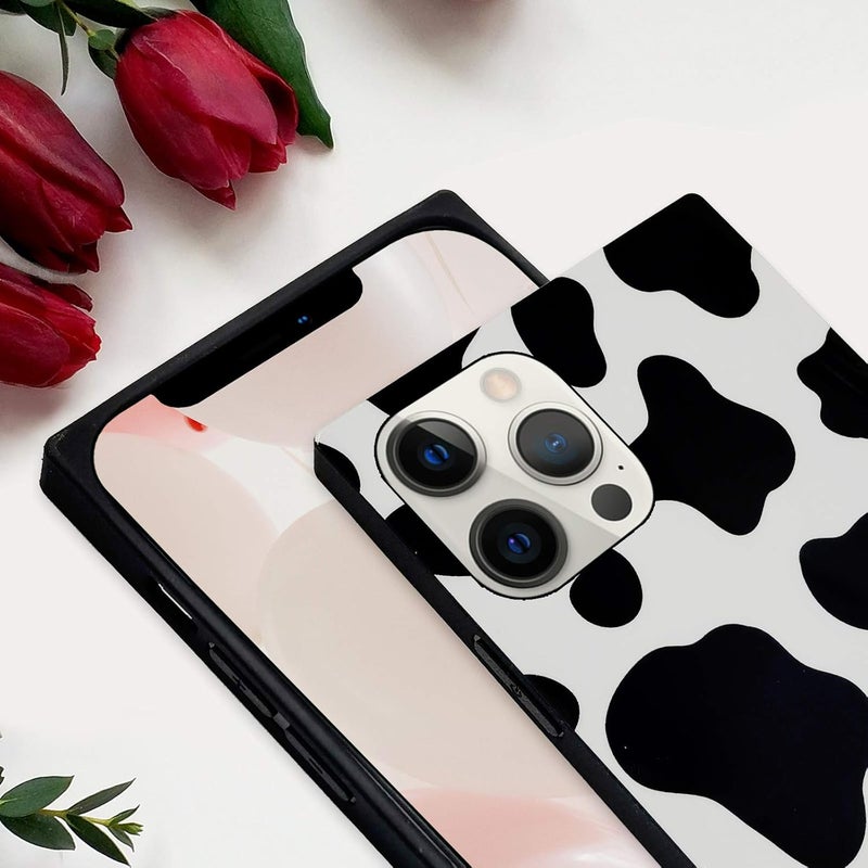 guppy Compatible with iPhone 15 Pro Max Cow Print Cute Pattern Design Hard PC Scratch-Proof Soft TPU Bumper Shock Absorption Anti-Drop Protective Black Slim Phone Cover for Men Women Girls - Image 5