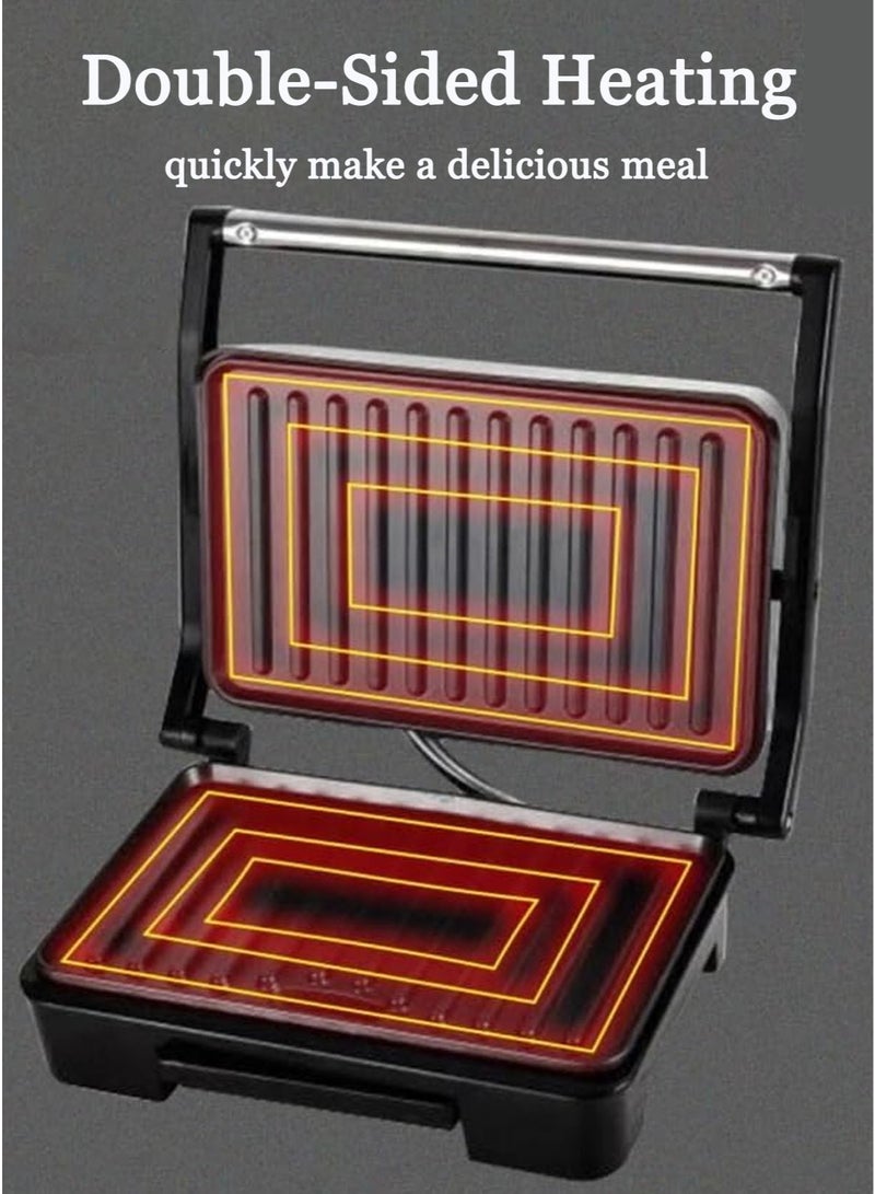 MarlaMall شواية داخلية، صانعة ساندويتش بانيني الكهربائية مع لوحات غير لاصقة، مقبض بارد، شواية ميني لضغط السندويشات للبرغر، الستيك، الجبنة المحمصة، إفطار سريع - Image 3