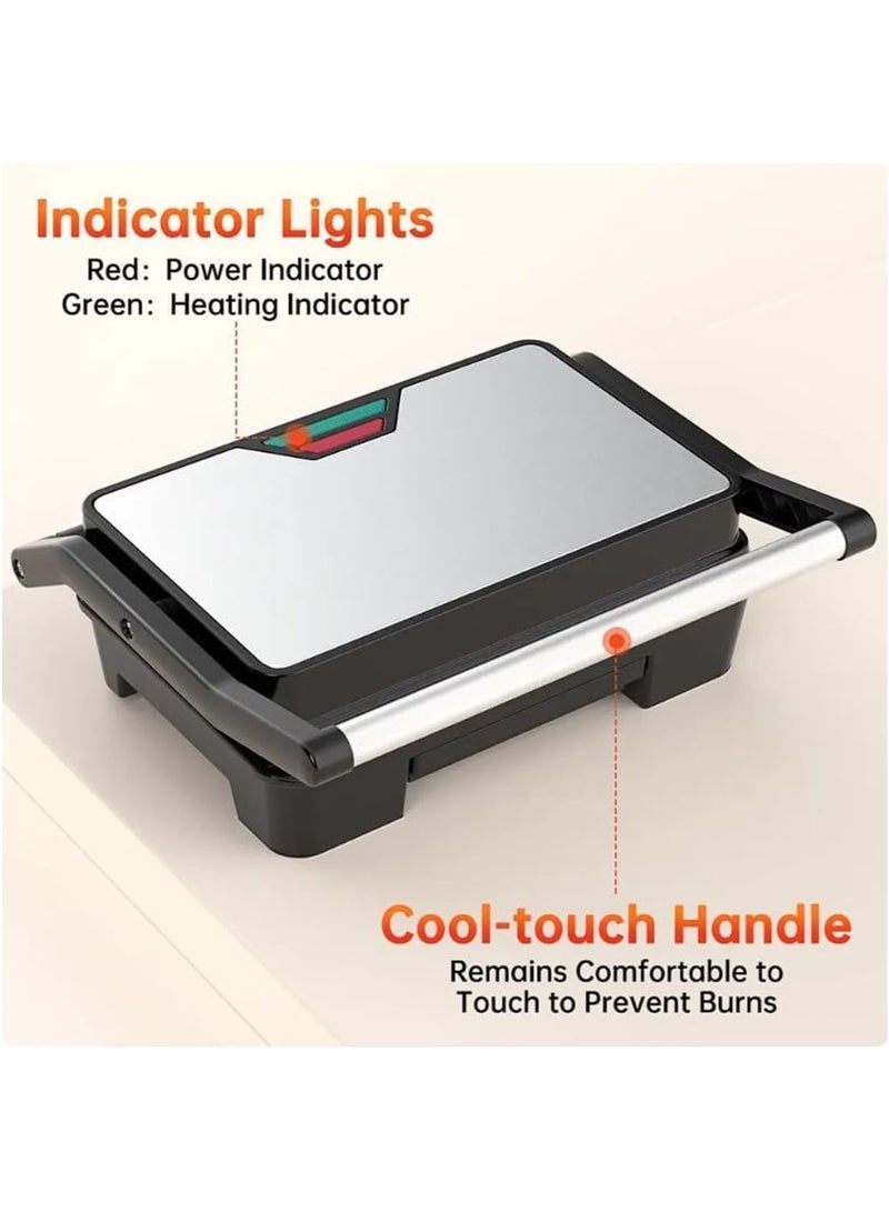 MarlaMall شواية داخلية، صانعة ساندويتش بانيني الكهربائية مع لوحات غير لاصقة، مقبض بارد، شواية ميني لضغط السندويشات للبرغر، الستيك، الجبنة المحمصة، إفطار سريع - Image 5