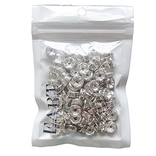 RUBYCA 100pcs 6mm A+++ Round Rondelle Spacer Charm Beads Silver Tone White Clear Czech Crystal - Image 3