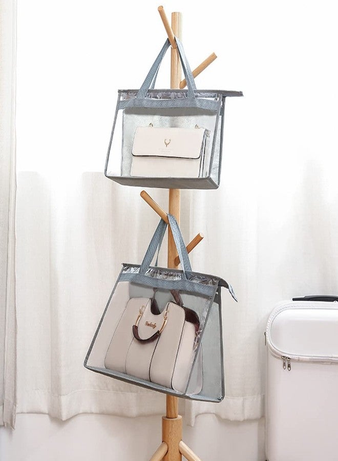 CINPIUK Handbag Dust Bags Clear Purse Storage Organizer for Closet Small to Extra Large Handbags Dust Free Bags Hanging Zipper Storage Bag with Hooks, ( Grey, 4 Sizes-8PCS) - Image 5