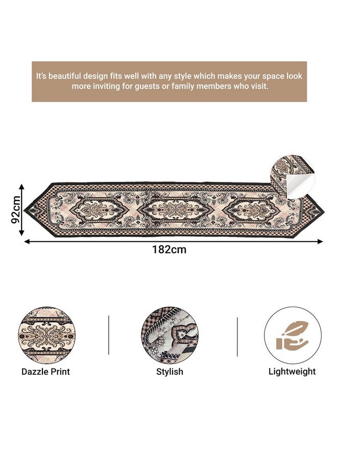 Kuber Industries 13x72" Washable Table Runner for Centre Table | Easy To Maintain & Sustainable Dining Table Runner For Living Room, Hall & Home Decor | Dazzle - Cream & Brown 214 - Image 3