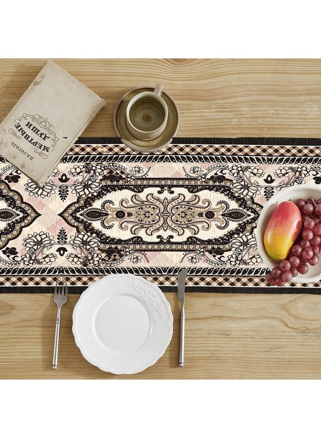 Kuber Industries 13x72" Washable Table Runner for Centre Table | Easy To Maintain & Sustainable Dining Table Runner For Living Room, Hall & Home Decor | Dazzle - Cream & Brown 214 - Image 5