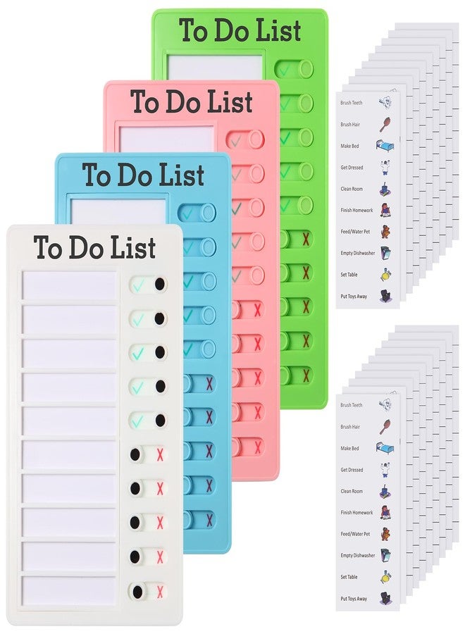 Aleric 4 Pcs Chores Chart for Kids, Daily Routine Chore Chart for Kids, Visual Schedule for Kids Chore Charts, Chore Board, RV Checklist, Sliding Planning Board to Do List ADHD Tools for Multiple Kids - Image 1