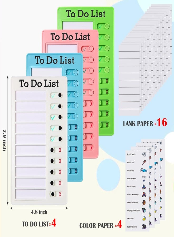 Aleric 4 Pcs Chores Chart for Kids, Daily Routine Chore Chart for Kids, Visual Schedule for Kids Chore Charts, Chore Board, RV Checklist, Sliding Planning Board to Do List ADHD Tools for Multiple Kids - Image 2
