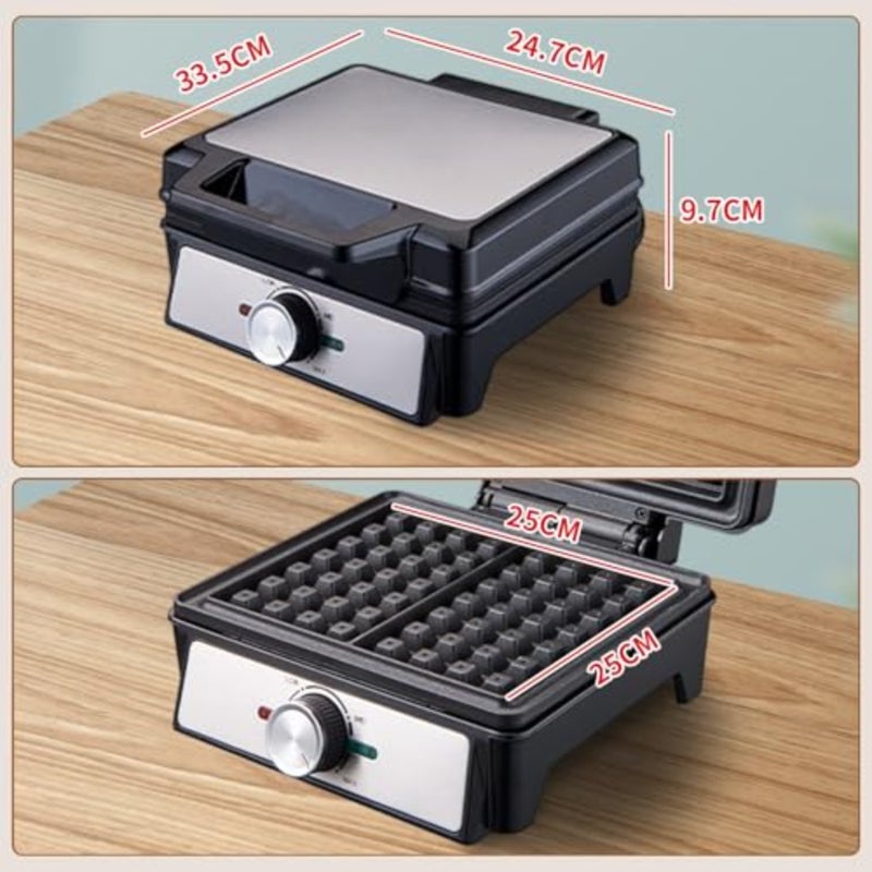 Electric Waffles Maker Waffle Iron, 2 Belgian Square Waffle Maker, Belgian Waffles Maker Thick Pancake Maker with Non-stick Plate, Breakfast Waffles Machine Make Waffle in Minutes, 3 Browning Level - Image 4
