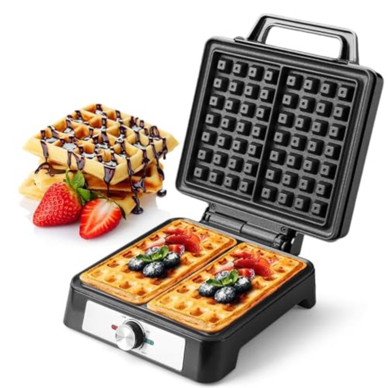 Electric Waffles Maker Waffle Iron, 2 Belgian Square Waffle Maker, Belgian Waffles Maker Thick Pancake Maker with Non-stick Plate, Breakfast Waffles Machine Make Waffle in Minutes, 3 Browning Level - Image 1