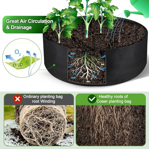 IWNTWY 15 Gallon Large Grow Bag, Heavy Duty Fabric Round Raised Garden Bed Planter Pots for Planting Herb Flower Vegetable Potato Plants (24" D x 8" H, Black) - Image 3