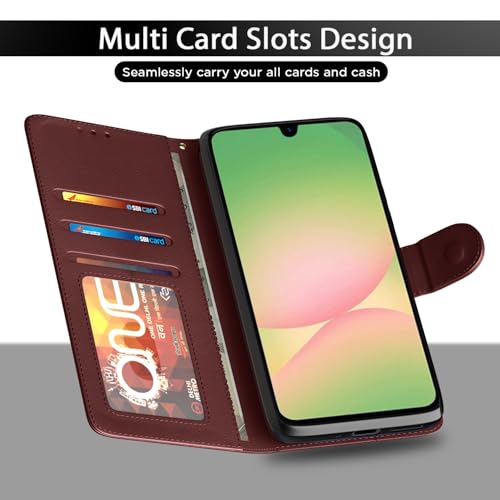Pikkme Flip Cover for Samsung Galaxy M17 5G / A17 5G / F17 5G Leather Finish | Inside TPU with Card Pockets | Wallet Stand and Shock Proof | Complete Protection Flip Case(Brown) - Image 5