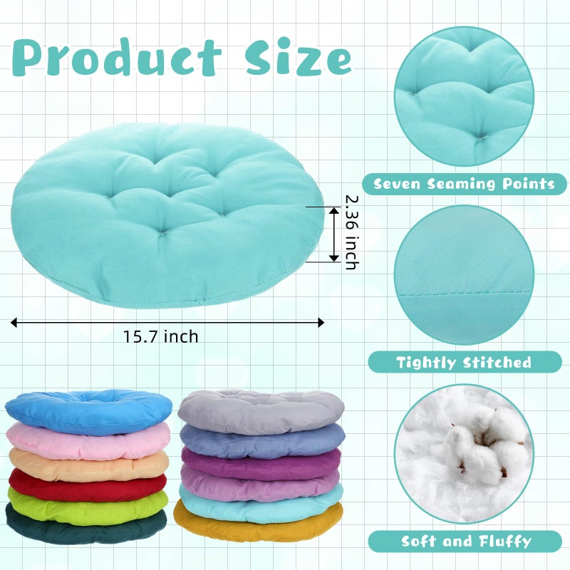 Tinideya 24 Pcs Round Floor Cushions Floor Pillows Meditation Seat Pillows Flexible Seating for Adults Kids, Chair Cushions for Classroom, Nursery, Living Room, Yoga(Medium 15.7 Inch,Multi Color) - Image 3