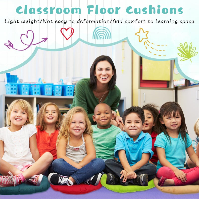 Tinideya 24 Pcs Round Floor Cushions Floor Pillows Meditation Seat Pillows Flexible Seating for Adults Kids, Chair Cushions for Classroom, Nursery, Living Room, Yoga(Medium 15.7 Inch,Multi Color) - Image 5