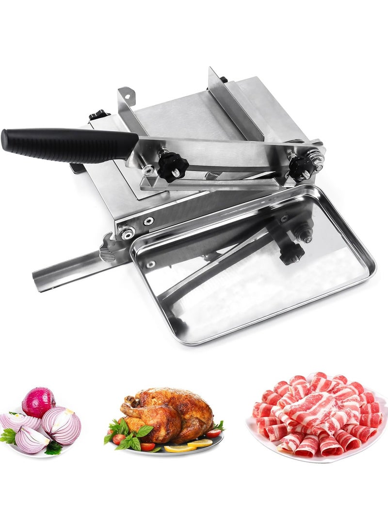 AROAQ Meat slicer stainless steel heavy manual frozen meat slicer, beef and lamb roll food slicer suitable for home cooking Cheese slicing BBQ slicing easy to use - Image 1