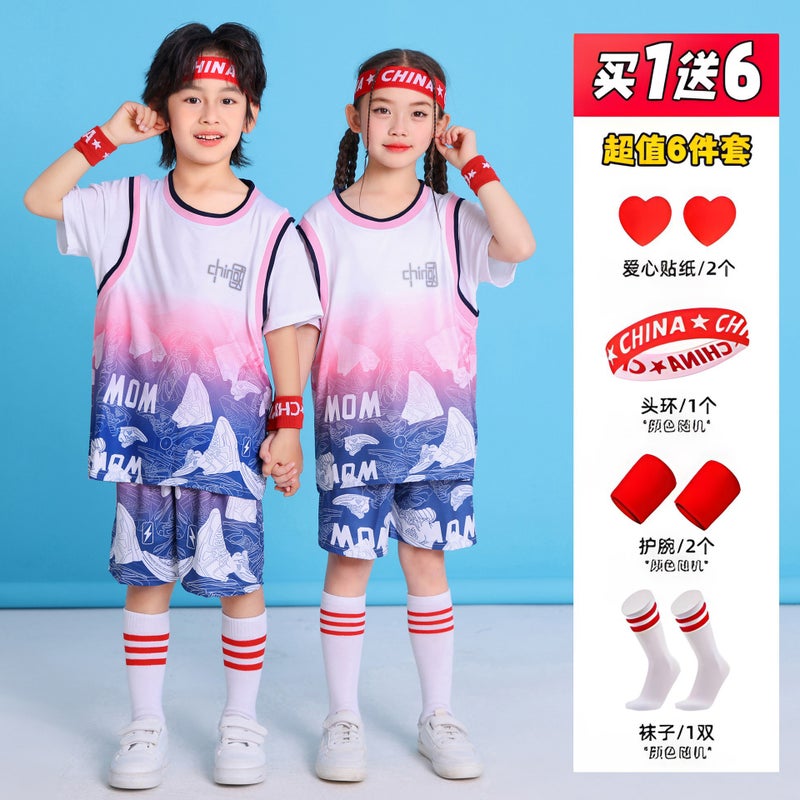 Children'S Basketball Clothes Suit Boys Jersey Short-Sleeved Women'S Summer Kindergarten Competition Quick-Drying Sports Training Clothes Printed - Image 2