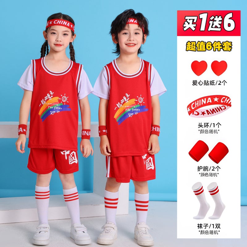 Children'S Basketball Clothes Suit Boys Jersey Short-Sleeved Women'S Summer Kindergarten Competition Quick-Drying Sports Training Clothes Printed - Image 5