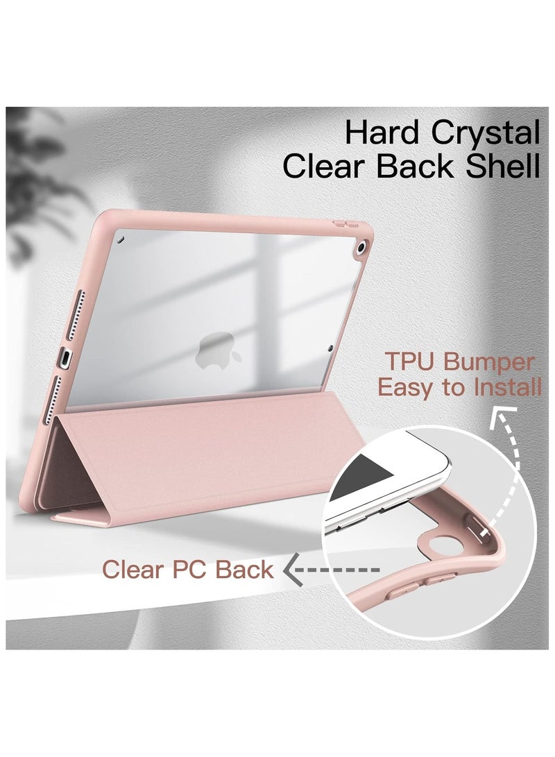 ماهمير حافظة لجهاز iPad الجيل التاسع (10.2 بوصة) (الجيل التاسع/الثامن/السابع، 2021/2020/2019) مع حامل أقلام، غطاء خلفي شفاف وشفاف وغطاء نحيف مضاد للصدمات، (ذهبي وردي) - Image 3