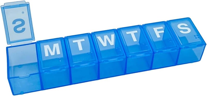 Weekly Pill Organizer Box for Adults - Blue