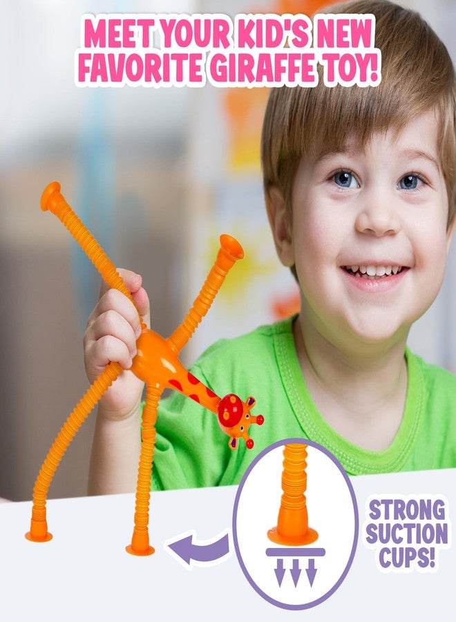 Playbees Telescopic Suction Cup Giraffe Toys for Toddler Restaurant Dinner Table Activities, Stretchy Animal Pop Tubes with LED Lights, Telescopic Sensory Toys for Kids with Autism Anxiety Ages 3 4 5 | 6 Pack - Image 3