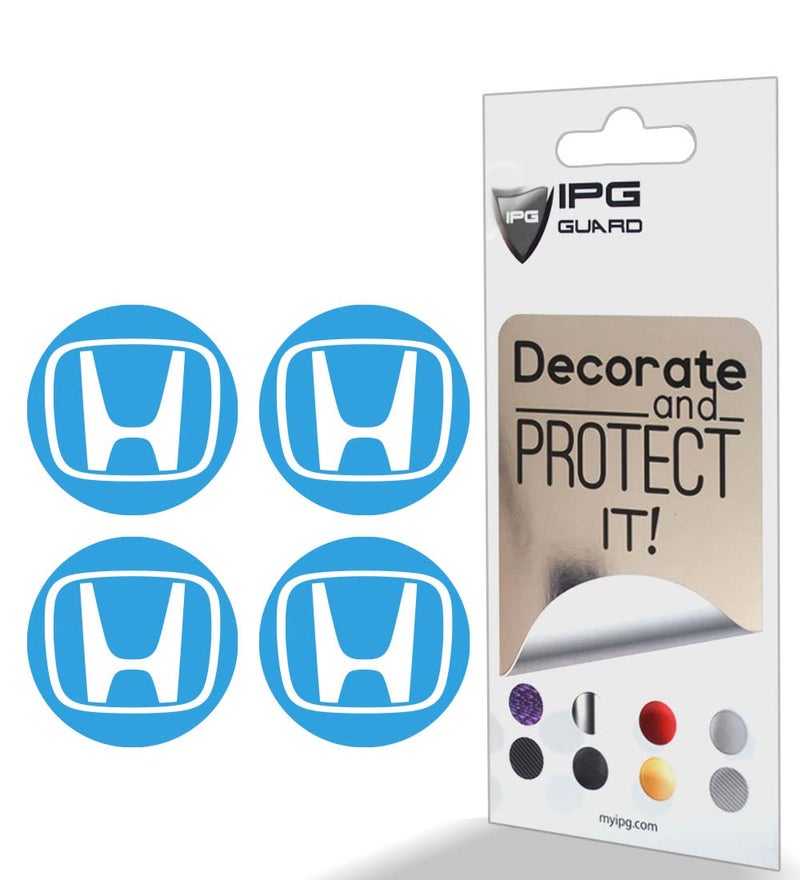 IPG Compatible with Civic Accord CRV VTEC Si Logo Center Cap Overlay Wheel Tire Decals Inner or Outer Stickers Center Cap225 4 Units Personalize Your Vehicle Outer Logo Light Blue - Image 3