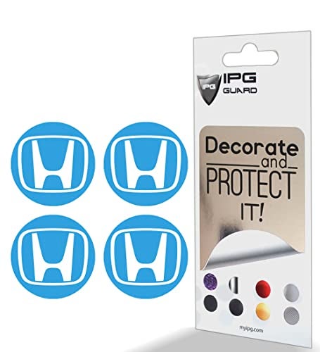 IPG Compatible with Civic Accord CRV VTEC Si Logo Center Cap Overlay Wheel Tire Decals Inner or Outer Stickers Center Cap225 4 Units Personalize Your Vehicle Outer Logo Light Blue - Image 1