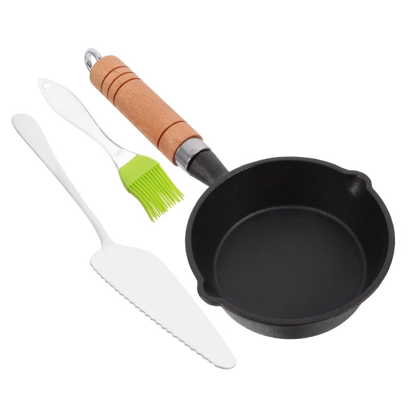 Mini Cast Iron Skillet Nonstick Omelette Pan With Lid For Small Egg Cooking - Image 2