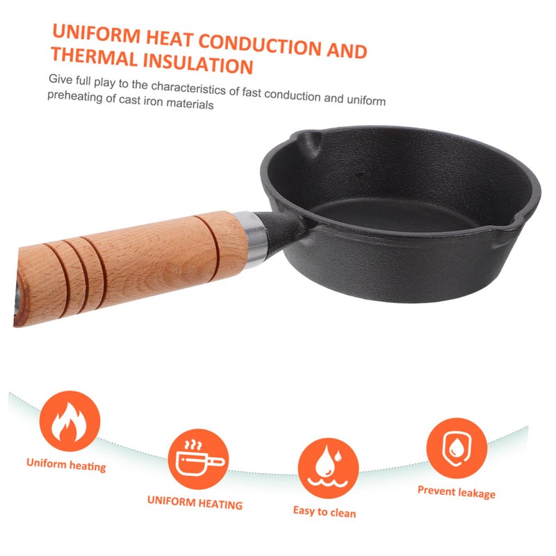 Mini Cast Iron Skillet Nonstick Omelette Pan With Lid For Small Egg Cooking - Image 4