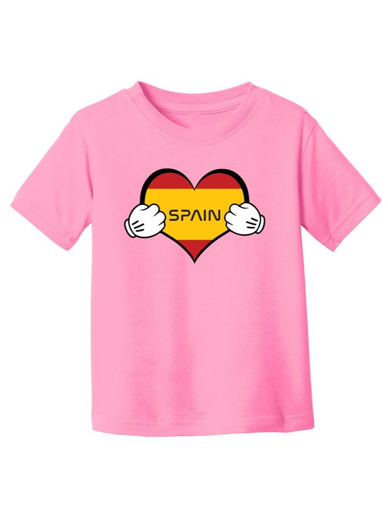 Generic - Spain Kids T-Shirt for Girls - Round Neck Short Sleeve Cotton T-Shirt - Soft and Comfortable Kids Girls Tshirt - Perfect for Spanish Souvenirs - Image 1