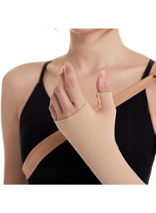 klarako - Lymphedema Compression Arm Sleeve, Thumb Lymph Edema arm Sleeve, Polyurethane Post Mastectomy Support Arm Sleeve for Swelling Support(XL-Left) - Image 1
