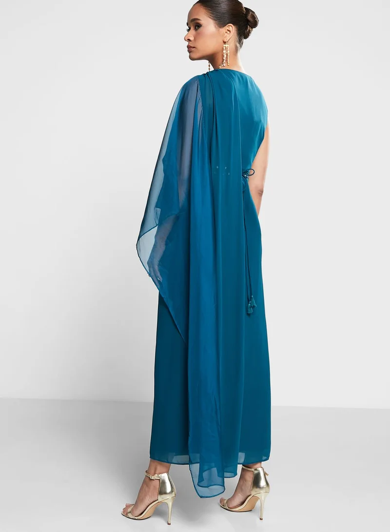 indya Embellished Plunge Neck Saree