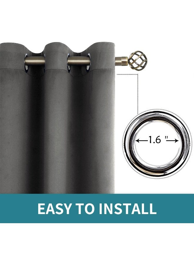 BGment Dark Grey Blackout Curtains for Bedroom 63 Inch Long 2 Panels Set - Image 5
