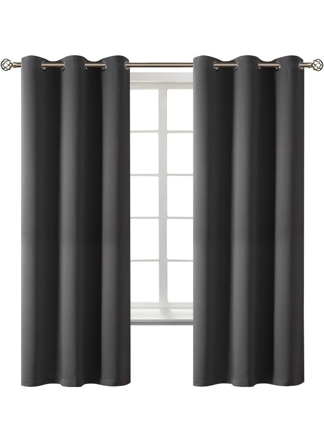 BGment Dark Grey Blackout Curtains for Bedroom 63 Inch Long 2 Panels Set - Image 1