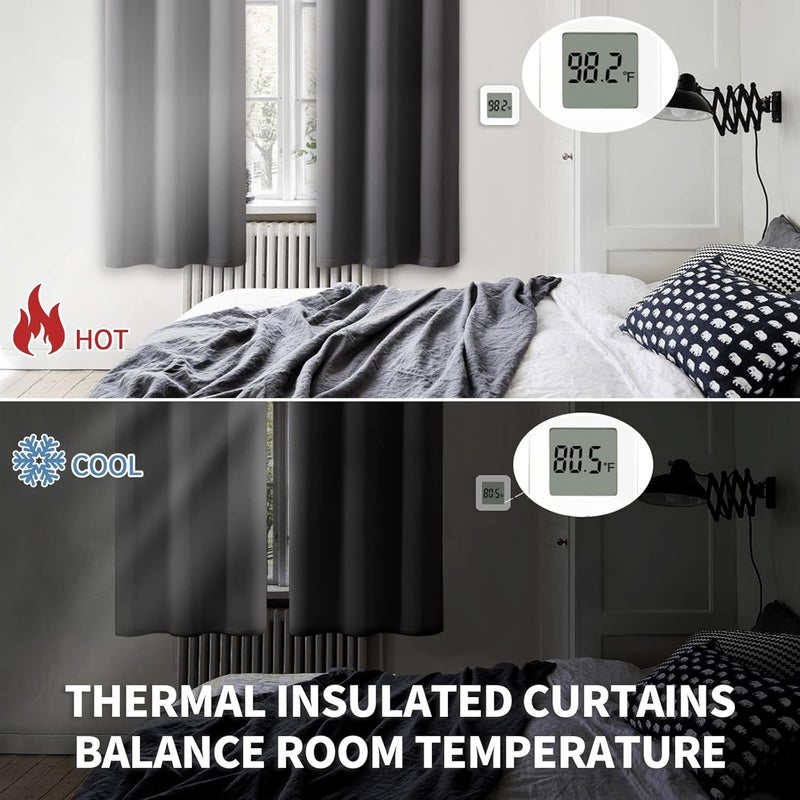 BGment Dark Grey Blackout Curtains for Bedroom 63 Inch Long 2 Panels Set - Image 4
