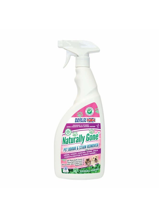 airpure NATURALLY GONE Pet Odour Eliminator by Airpure, Heat Sealed Cap, Enzyme Cleaner Removes Smells and Stains, Cat Litter Freshener, Works on Urine, Vomit, Faeces and More - HERBAL FRESH Fragrance - Image 1