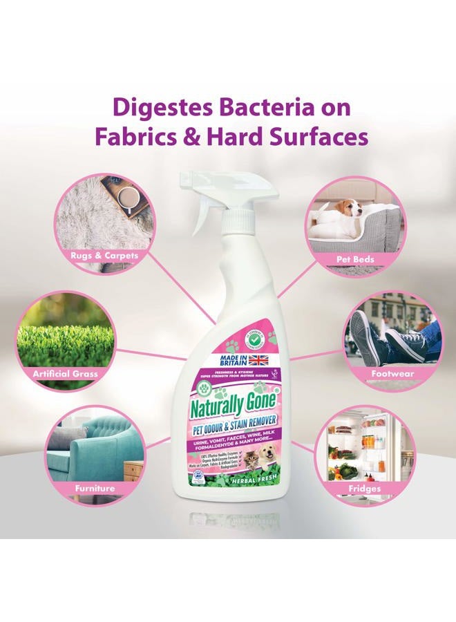 airpure NATURALLY GONE Pet Odour Eliminator by Airpure, Heat Sealed Cap, Enzyme Cleaner Removes Smells and Stains, Cat Litter Freshener, Works on Urine, Vomit, Faeces and More - HERBAL FRESH Fragrance - Image 4