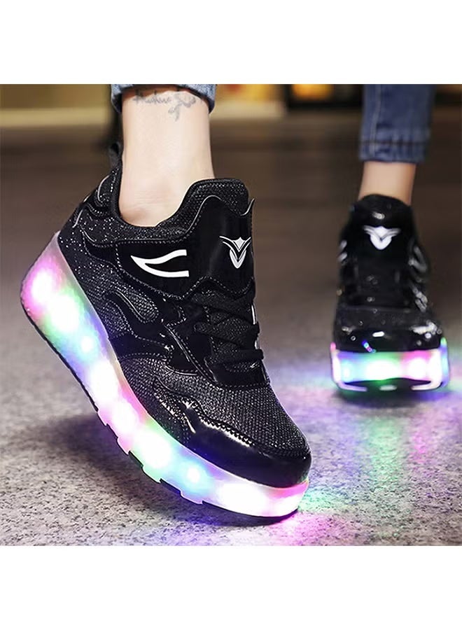جاكت حذاء تزلج رياضي لامع أنيق مزود بعجلات ونعل برق مع ضوء فلاش LED - Image 4