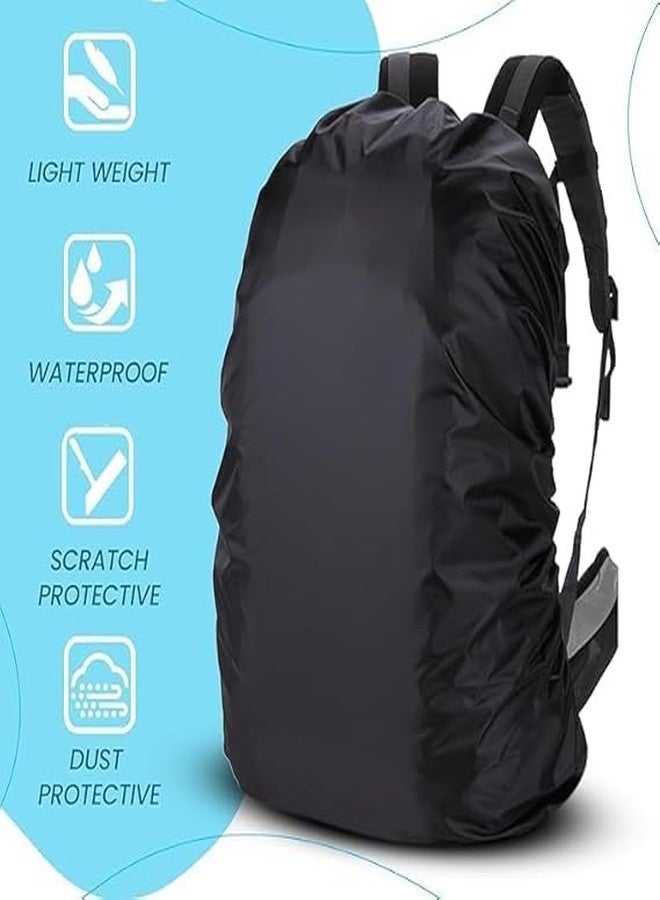 BKQPTL Waterproof Luggage Backpack Rain Cover - Dustproof Travel Rucksack Bag Cover with Adjustable Buckles & Elastic for Laptop, School,Bicycling,Hiking, Camping & Trekking (Black) (2) - Image 2