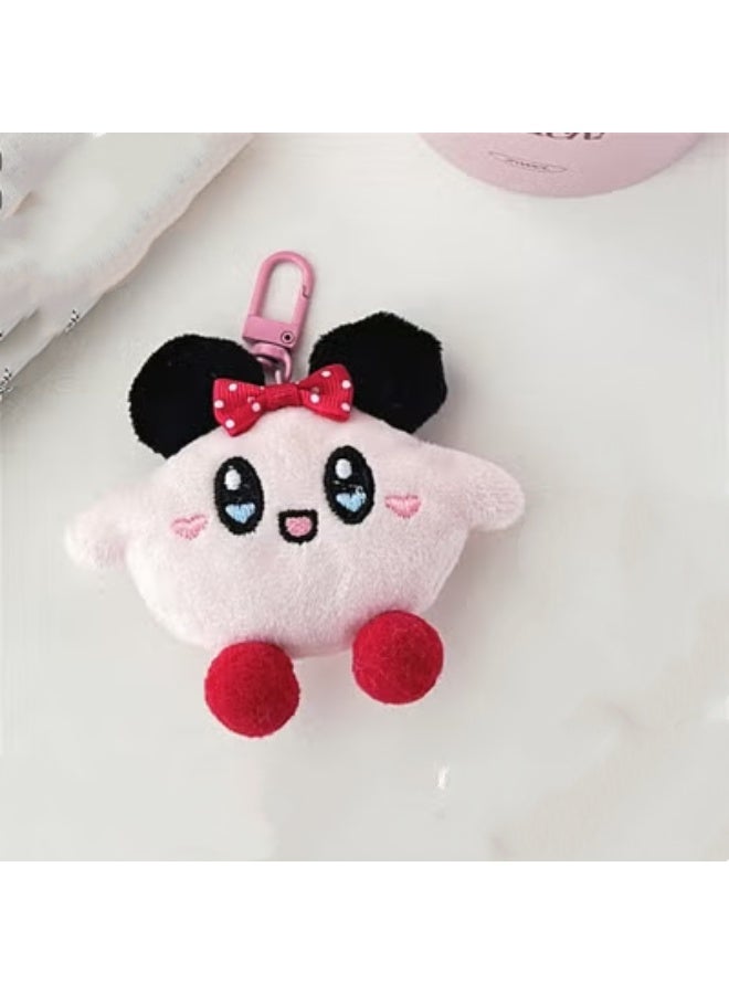Cute plush doll pendant flower doll keychain (polka dot bow cartoon doll keychain)