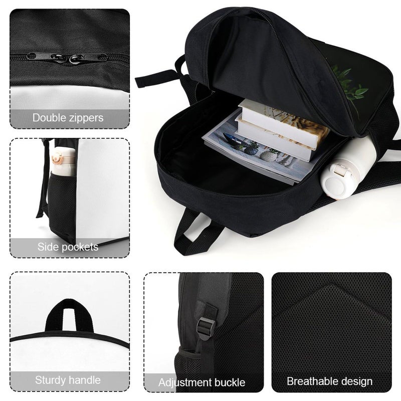 Green Leaves Print Laptop Backpack For Travel Business Casual Men And Women - Image 5