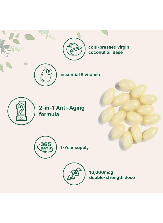 Micro Ingredients Biotin 10,000mcg w/Hyaluronic Acid 25mg | 365 Virgin Coconut Oil Softgels - Image 4