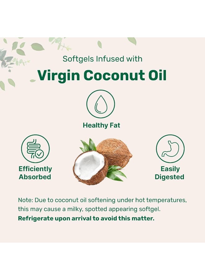 Micro Ingredients Biotin 10,000mcg w/Hyaluronic Acid 25mg | 365 Virgin Coconut Oil Softgels - Image 5