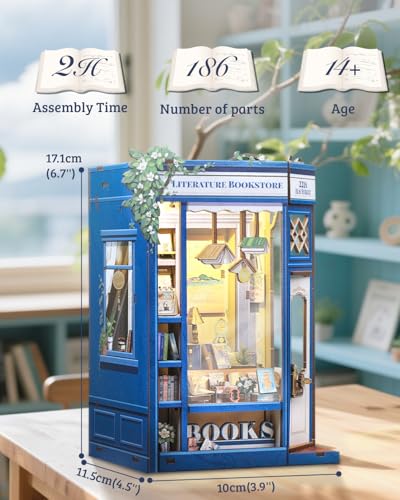 Cutefun Book Nook Kit DIY Miniature Dollhouse Kit for Adults and Teens Mini House Building Kit Library with LED Bookshelf Insert Decor Creative Gifts Literature Bookstore - Image 5