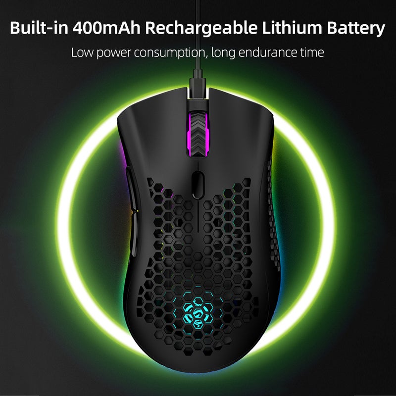 BM600 Wireless Rechargeable 2.4G+BT5.0 Dual-mode Lightweight RGB Breathing Light Effect 4-gear Adjustable DPI White - Image 2