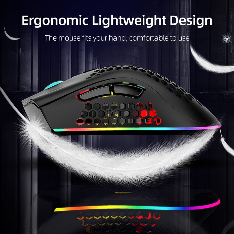 BM600 Wireless Rechargeable 2.4G+BT5.0 Dual-mode Lightweight RGB Breathing Light Effect 4-gear Adjustable DPI White - Image 5