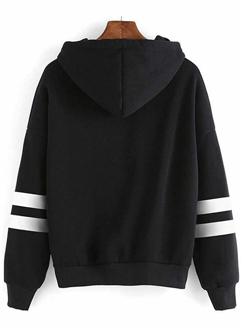 KASTWAVE Friends Hoodies for Women, Long Sleeve Drawstring Fleece Letters Print Hooded(Black,S) - Image 2