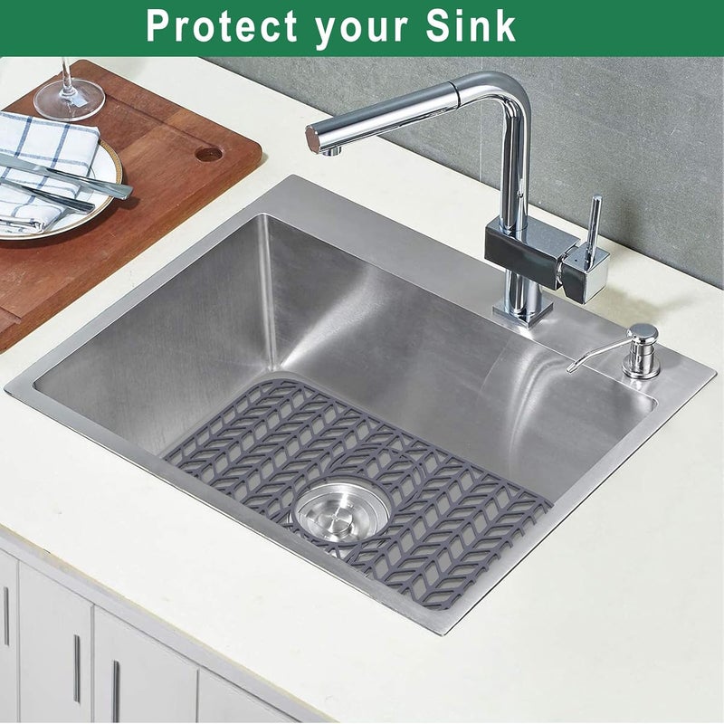 GUUKIN Sink Protectors for Kitchen Sink 19x13 & 24x12.5 & 13x11 & 26x14 & 28x14 & 29x15, Large Silicone Mats Grid for Bottom of Farmhouse Stainless Steel (19x12.5 with 3 Reserved Holes) - Image 4