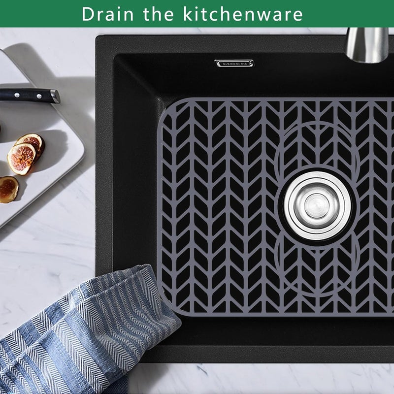 GUUKIN Sink Protectors for Kitchen Sink 19x13 & 24x12.5 & 13x11 & 26x14 & 28x14 & 29x15, Large Silicone Mats Grid for Bottom of Farmhouse Stainless Steel (19x12.5 with 3 Reserved Holes) - Image 3