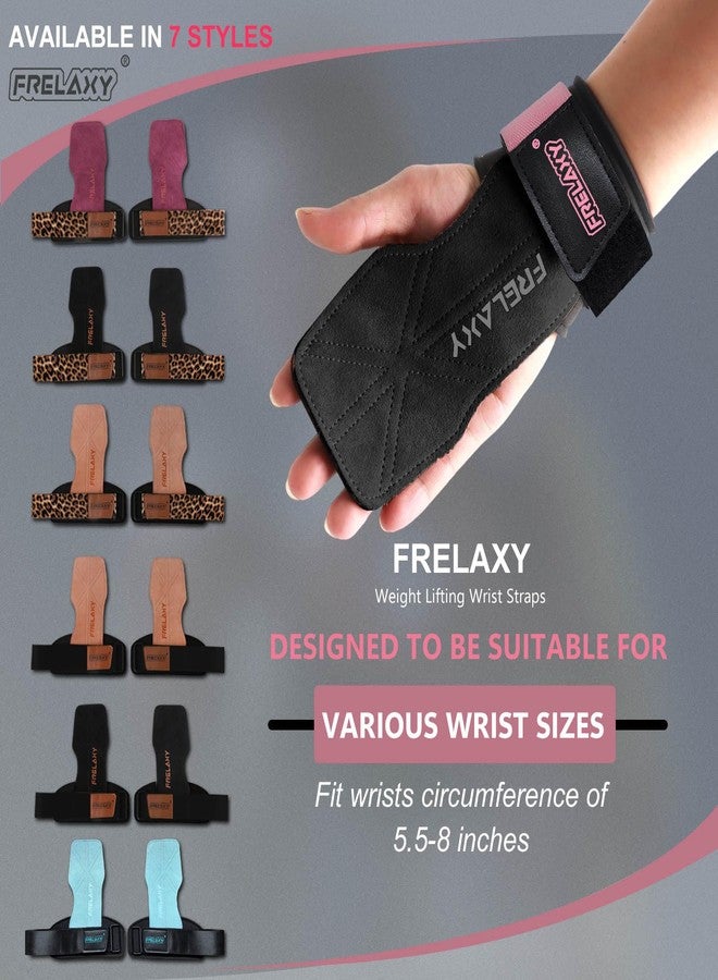 Frelaxy Lifting Wrist Straps Women and Men, Weight Lifting Grips with Cushion Wrist Loop, Double Layer Leather and Storage Pouch, Gym Workout Straps for Deadlift and Powerlifting - Image 2