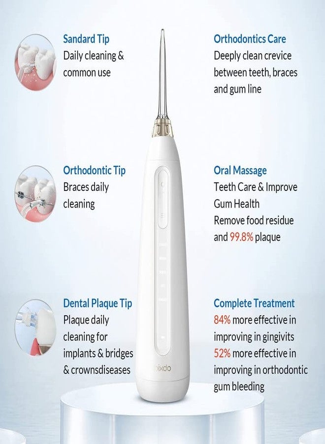 bixdo P50 Premium Smart Water Flosser for Teeth Cordless Easy Cleaning 180ml Tank Magnetic Jet 5 Modes BPA Free IPX7 Pouch with 4 Nozzles Teeth Cleaner for Braces Implants Prevent Plaque Nice Gifts - Image 4