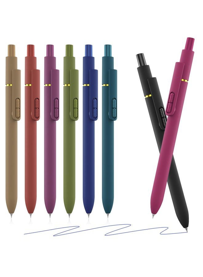 Jimmidda Blue Gel Pens - 8Pcs 0.7mm Medium Point Blue Ink Pens | Smooth Writing - Quick Drying Retractable Fidget Pen for Men Women (Vintage - 8Pcs) - Image 1