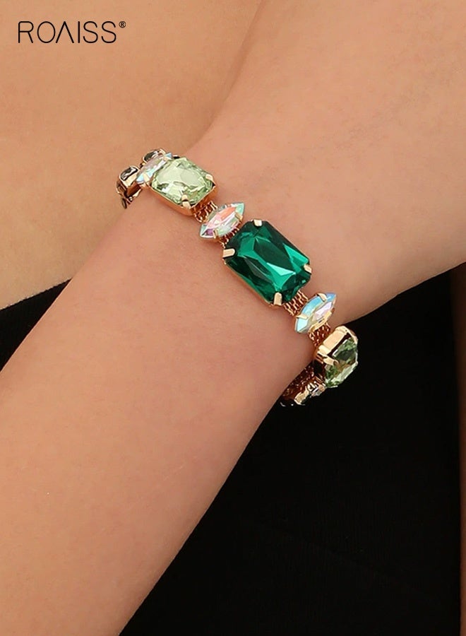 roaiss Summer Accessories Minimalist Crystal Colored Zircon Bracelet Women's Jewelry Geometric Multicolor Bracelet - Image 1